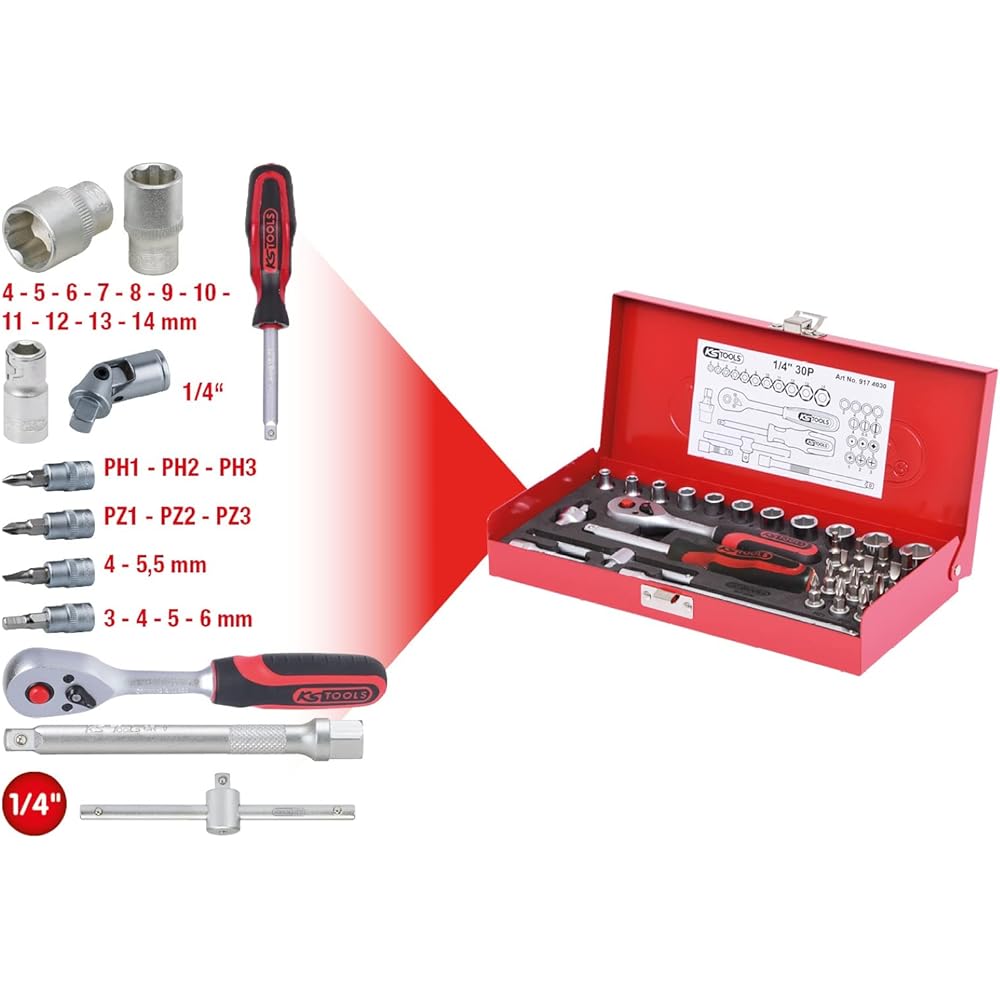 KS TOOLS 1/4" Socket set 30 pcs 917.4030