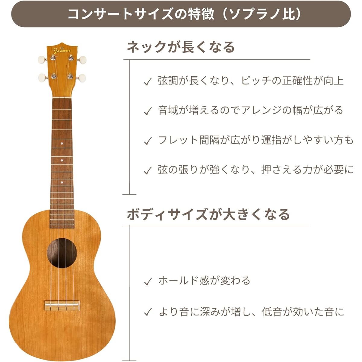 [Famous] Concert ukulele FC-11G (domestic cherry wood)