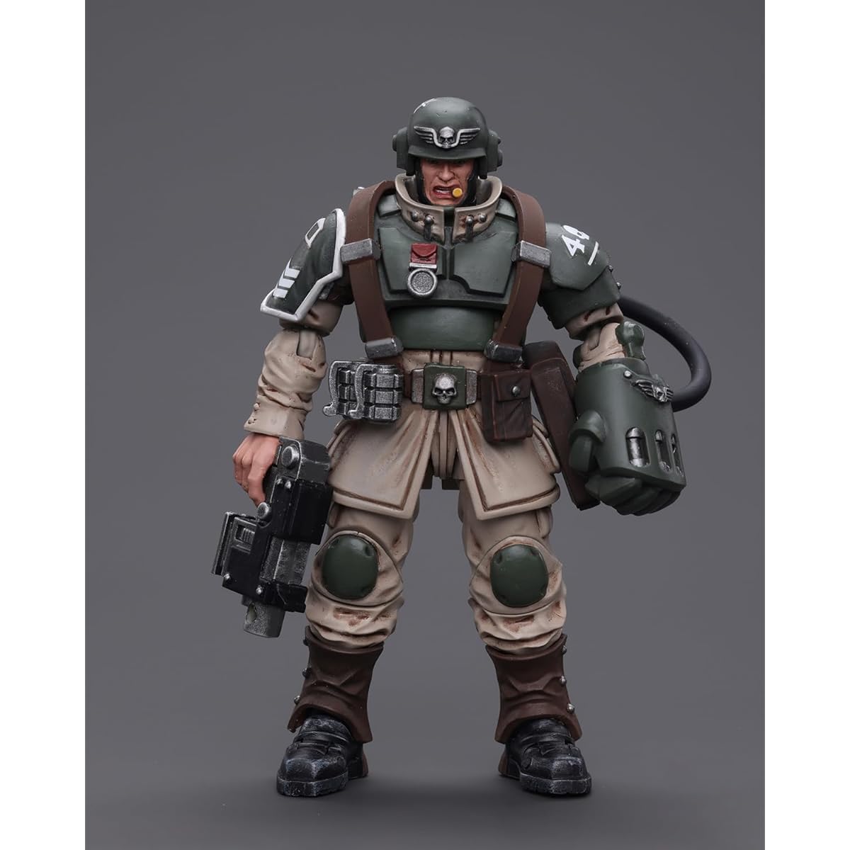 Pipigirl JoyToy 40K Genuine Licensed 1/18 Movable Figure, Astra Militarum Cadian Command Squad Veteran with Power Fist, 4 inch Action Figure Anime Model (Power Fist)