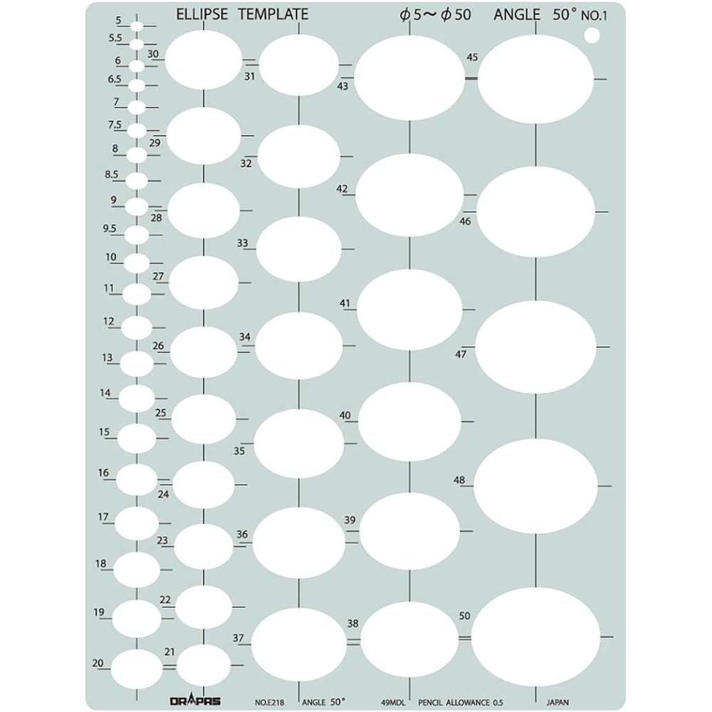 Drapas Oval Ruler Set E250N in Case for Professionals 31250N