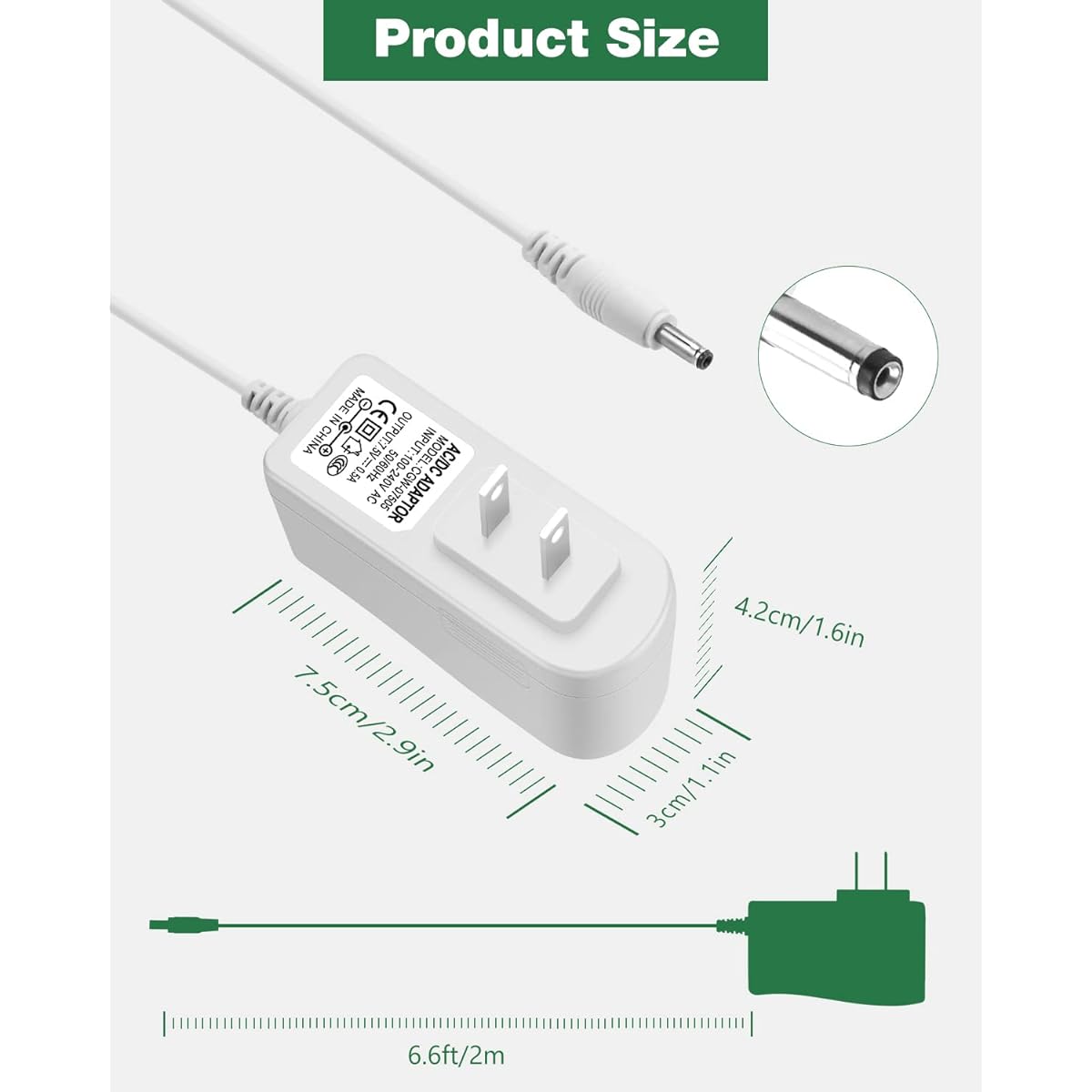 Replacement Summer Infant Baby Monitor Charger 29190A 29000 29000A 28650A 28450 28580 29240 28980 28970 2018 Style Monitor and Camera JOVNO 7.5V 500mA AC Adapter 6.5ft Extra Long Power Cord
