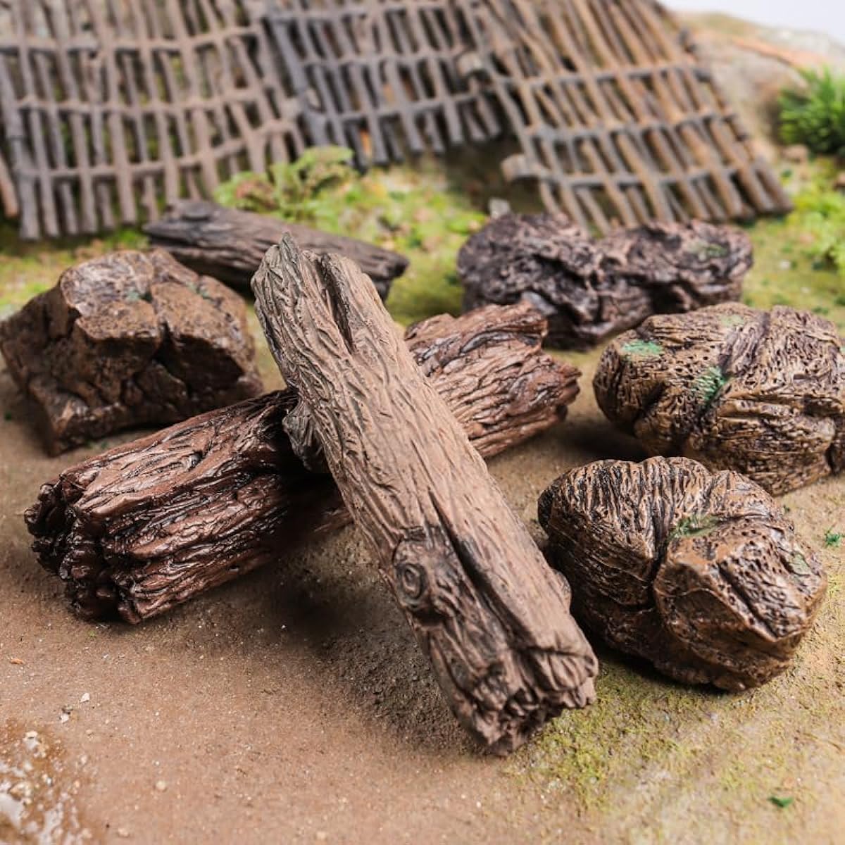 titihuirie 7pcs Miniature Tree Stamps Fake Tree Stump Decorations Mini Stone Rock Statues Mini Garden Figures DIY Fairy Garden Miniature Moss Landscape