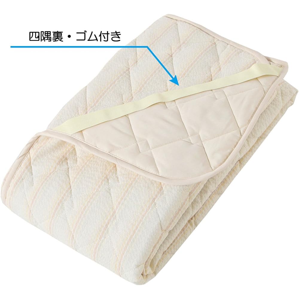 nishikawa [Nishikawa] Bed Pad Double 100% Cotton Smooth and Refreshing Shijira Light Stripe Beige PIQ0605413BE
