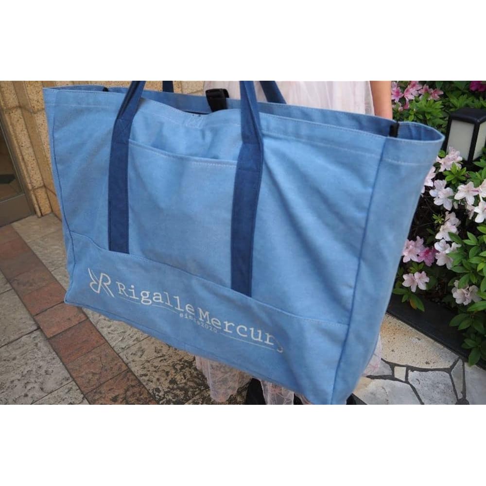 Rigalle Mercury Firewood Bag, Camping Tote Bag, Resistant to Bonfire Sparks, Large Capacity, 58cm (Width) x 20cm (Depth) x 43cm (Height) [Light Blue]