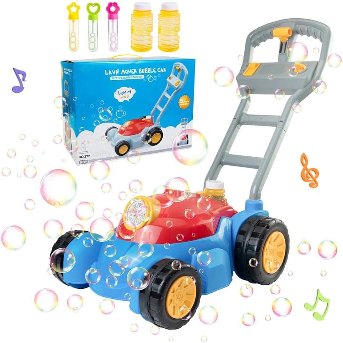 Upgraded Soap Bubble Lawn Mower Kids Toddler Bubble Machine for Girls Boys Ages 3 4 5 6 7 8 9+ Fun and Easy Outdoor Bubble Toys Perfect Gift for Summer Playtime Party Picnic Birthday Christmas