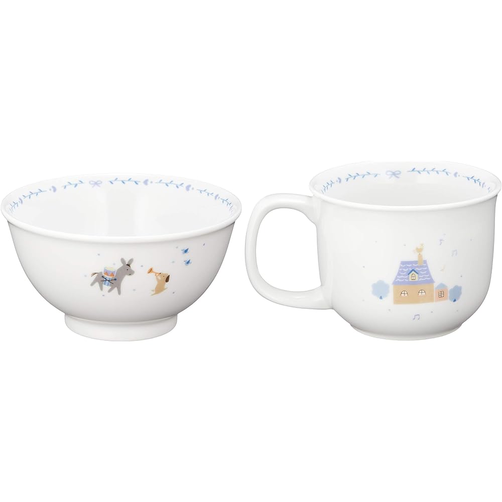 NARUMI Children's Tableware Set, Bremen Blue, 4 Piece Set, Easy to Scoop Tableware, Baby Shower, First Meal, Baby Food, Gift, Oven, Microwave, Dishwasher Safe, Made in Japan, 7980-33139
