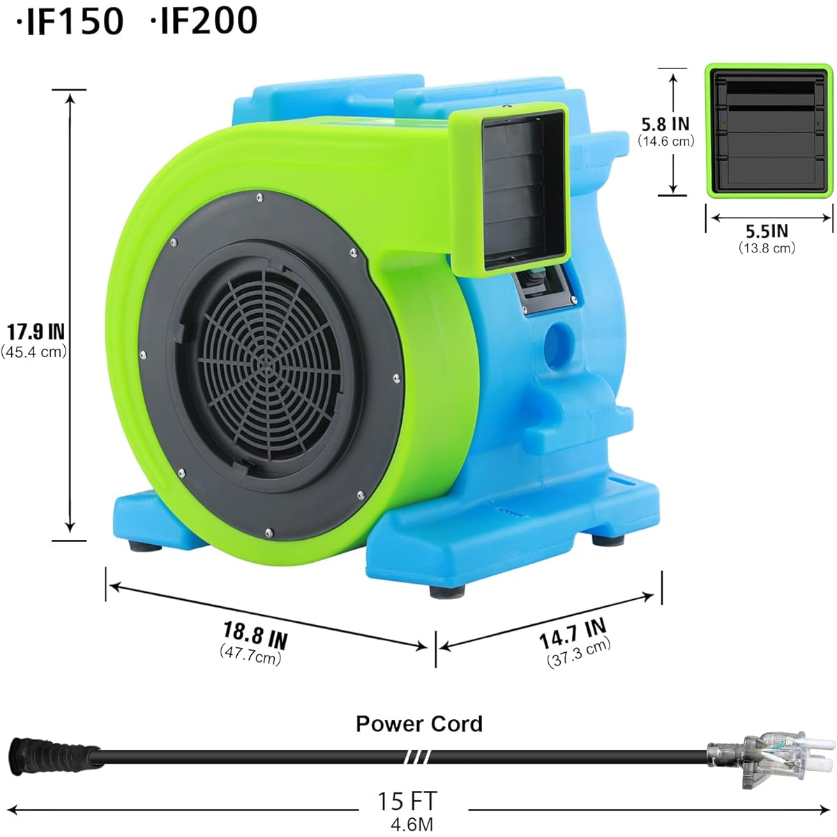 MOUNTO 1.5hp Inflatable Bounce House Blower - Energy Efficient Low Amp Draw Inflatable Blower for Inflatable Bounce Houses, Water Slides, Obstacle Courses, Kids