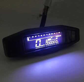ENLAIR Universal Motorcycle Speedometer 6 Gears 12000RPM Km/h LCD VA Screen Motorcycle Speedometer Digital Odo Meter Electric Motor Bike Tachometer with Mount