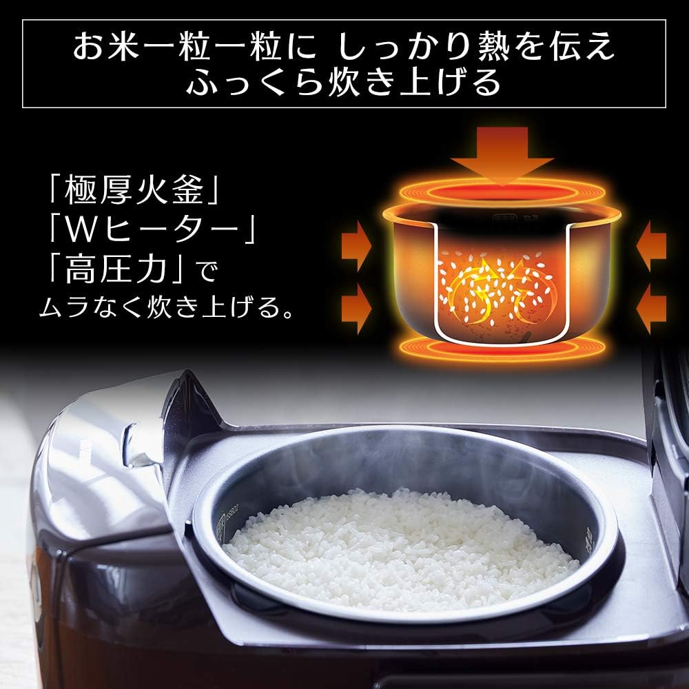 Iris Ohyama Rice Cooker 3 Cups Pressure IH Type Metallic Red Pressure IH Type Cooking Function for Different Brands Extra Thick Pot with Steaming Plate Brown Rice Red Design RC-PH30-R