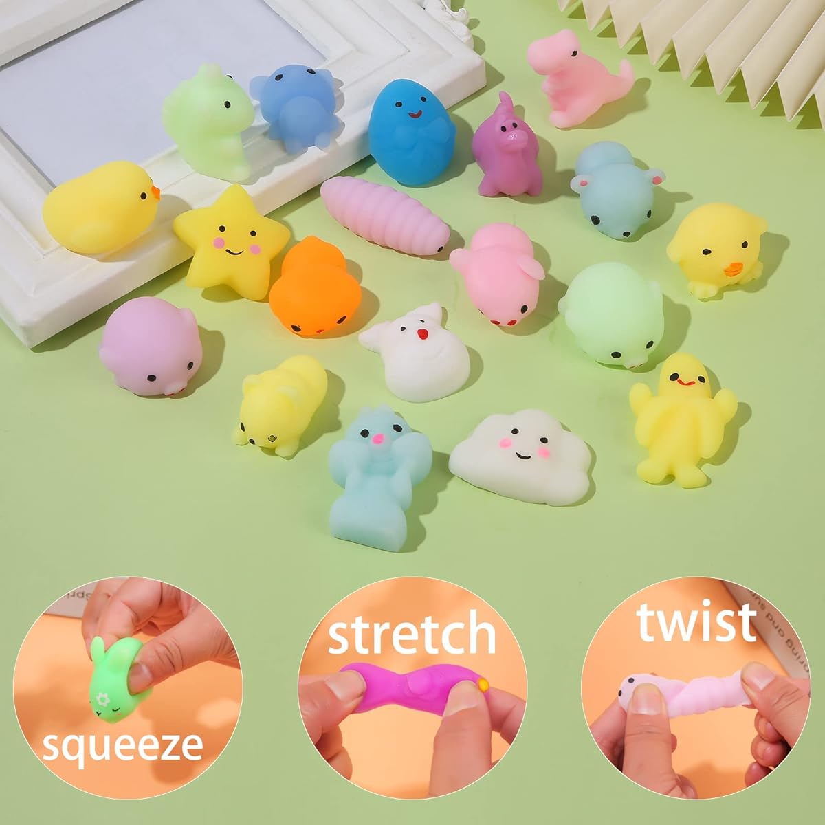 Bingcute Squishy Toys 72pcs Cute Squishy Animals Party Favors Classroom Prizes Pinata Easter Filler Fidget Toys Pack Bulk Squishy Toys Gifts for Boys and Girls Christmas Stocking Valentines