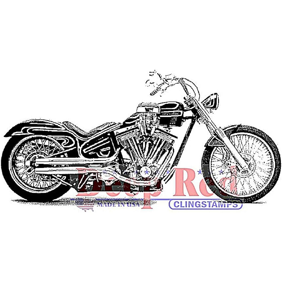 deep red cling stamp motorcycle
