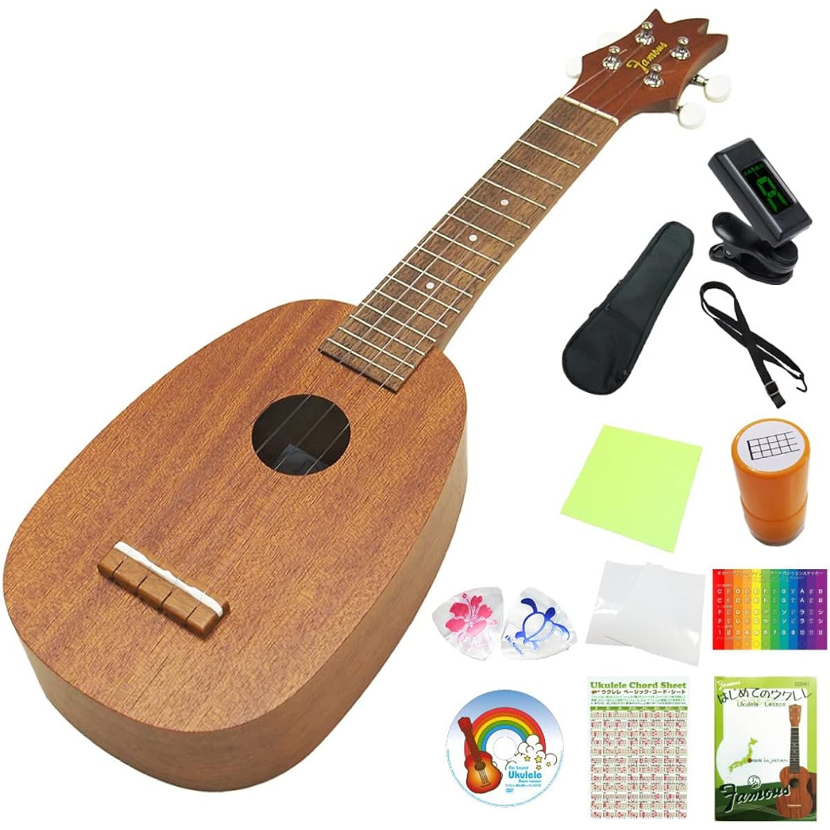 Famous Japanese Ukulele FS-2PG Pineapple Soprano Special 12-piece Set Mahogany (Reliable Japanese Made) (Sweet Tone) (u)