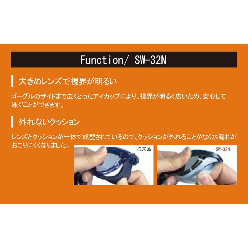 SWANS Made in Japan Swimming Goggles SW-32N Fitness with Cushion for Adults