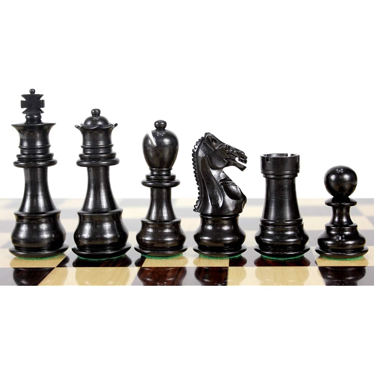 House Chess - Ebonized/Boxwood Galaxy Staunton Chess Set Wooden Pieces King 3" Height - Triple Weighted
