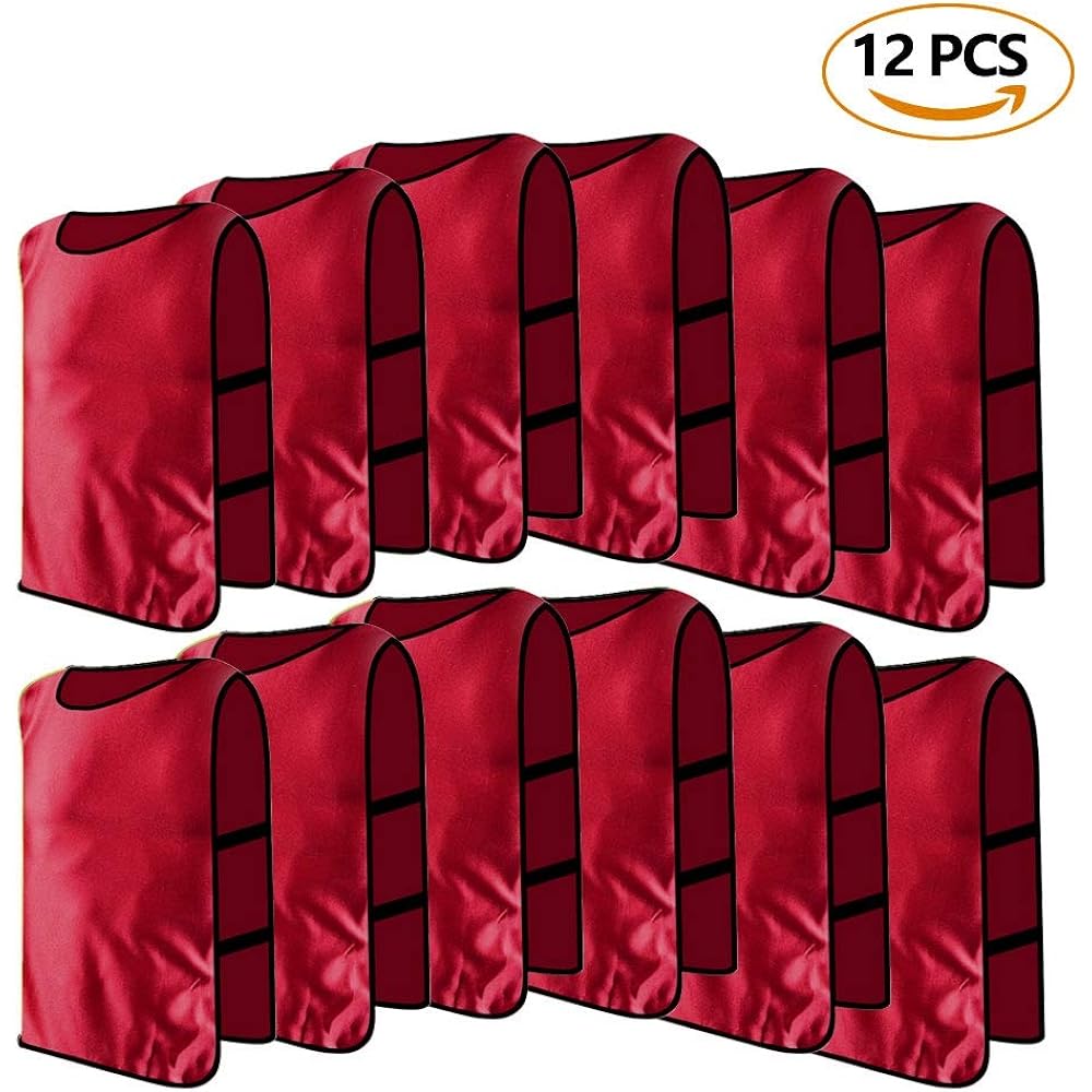 [Set of 12] Game bibs for adults and juniors, one size fits most, unisex, easy to put on and take off, sweat absorbent, quick drying, bib vest, group sports such as basketball, futsal, lacrosse, soccer, etc.