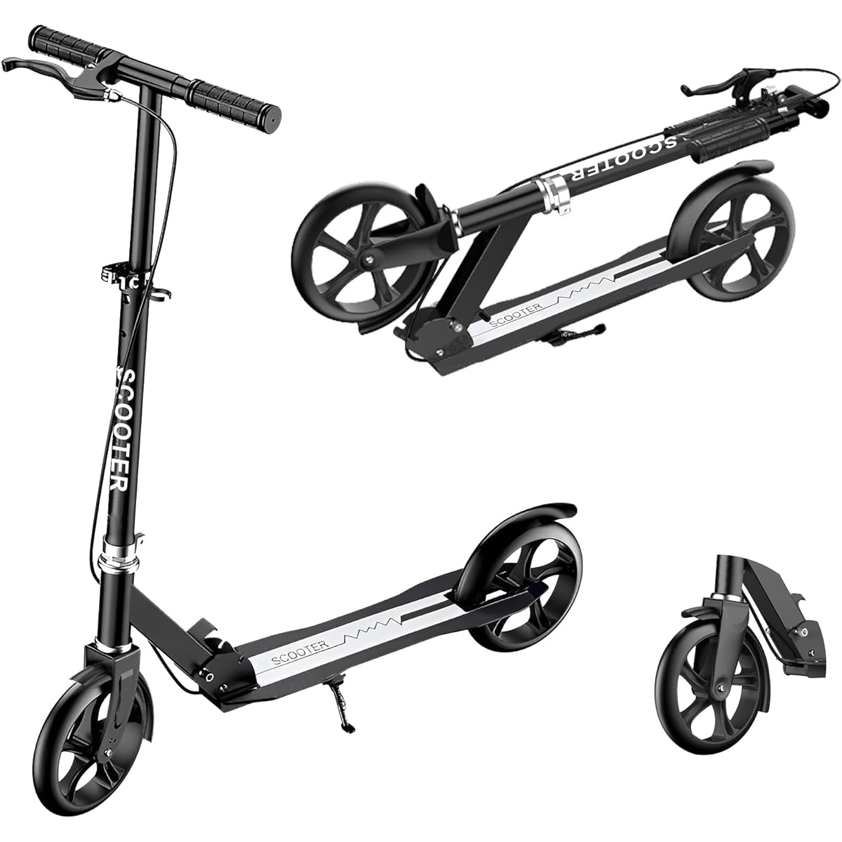 Kickboard Kick Scooter Foldable 4-level Height Adjustment Foot/Hand Brake 8-inch Tire Stand-up Two-wheeler with Stand for Kids/Adults [2-year Warranty]