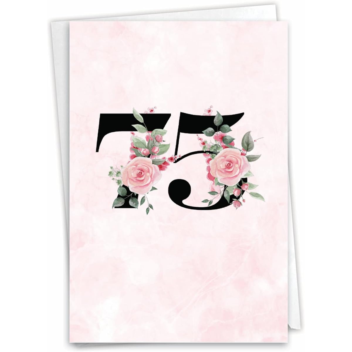 NobleWorks 75th Anniversary Milestone Birthday Paper Card with 5 x 7 Inch Envelope (1 Card) Floral 75 Years Old C8261MBG