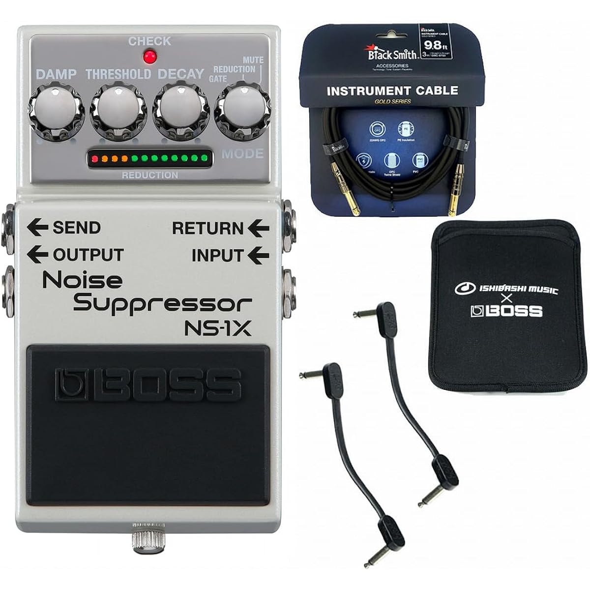 BOSS/NS-1X Noise Suppressor + 2 patch cables + guitar cable + BOSS special sleeve case BOSS NS1X