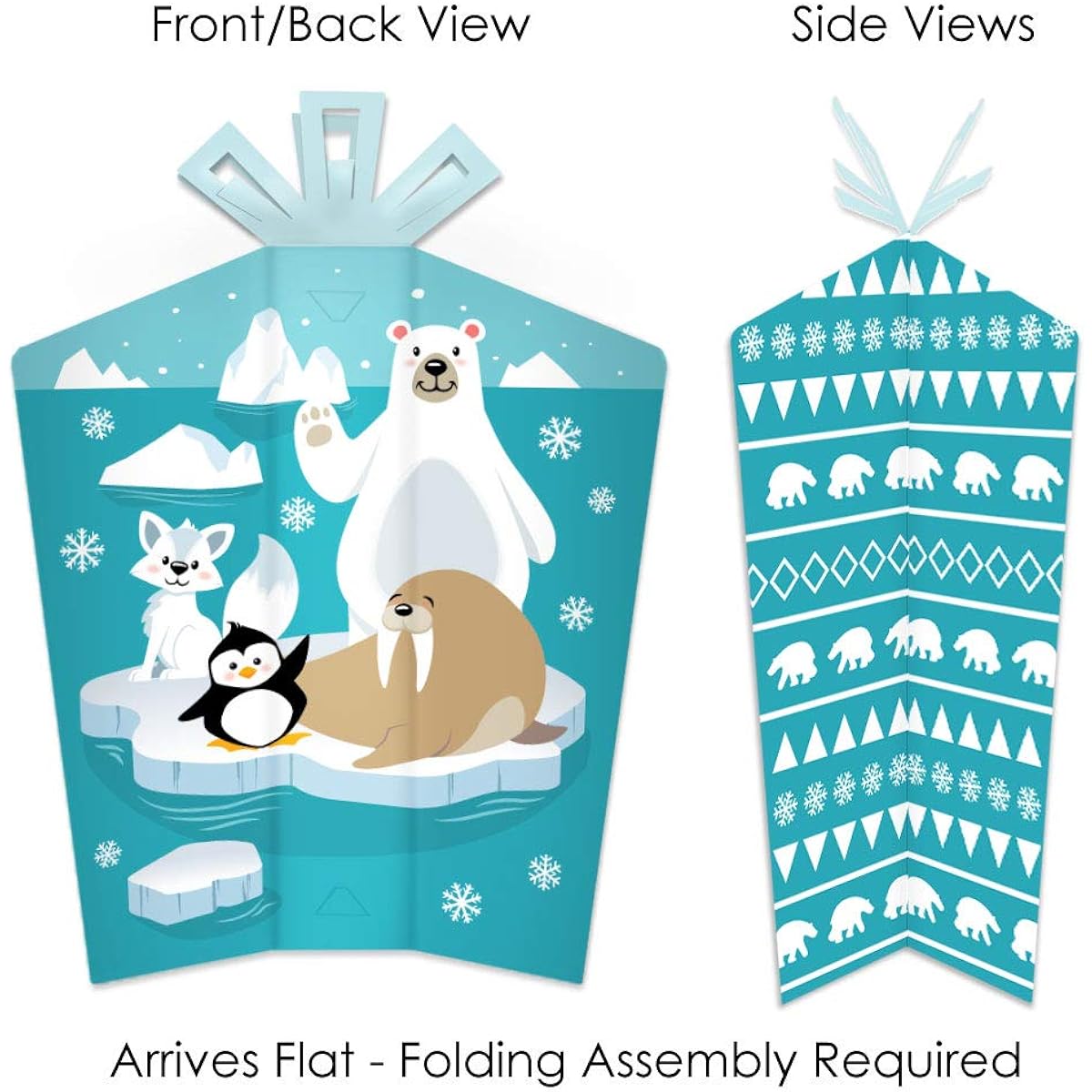 Big Dot of Happiness Arctic Polar Animals - Table Decorations - Winter Baby Shower or Birthday Party Foldable Flair Centerpieces - 10 Pieces