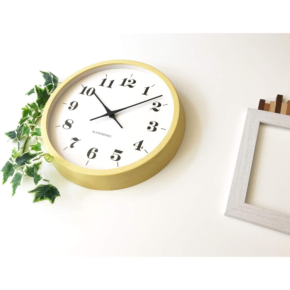 KATOMOKU muku clock 12 yellow radio clock continuous second hand movement km-97 φ306mm