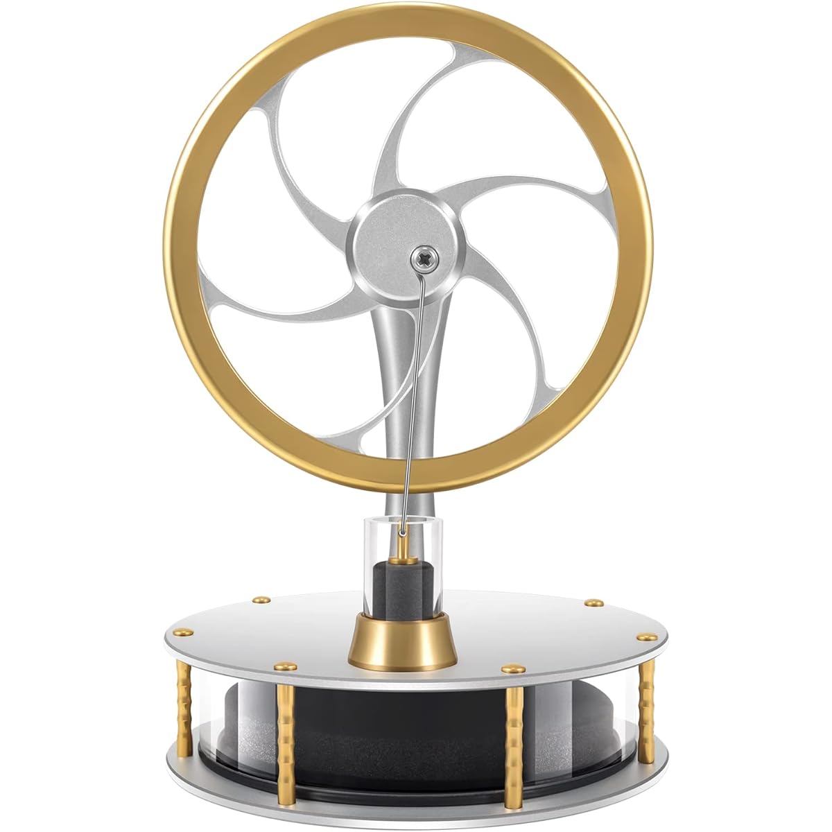 PFCKE Low Temperature Stirling Engine Classroom Teaching Aids Stirling Engine Kit Steam Heat Educational Model Adult Desktop Educational Toy Brass Aluminum Stirling Engine-HZZ92 Professional Silver