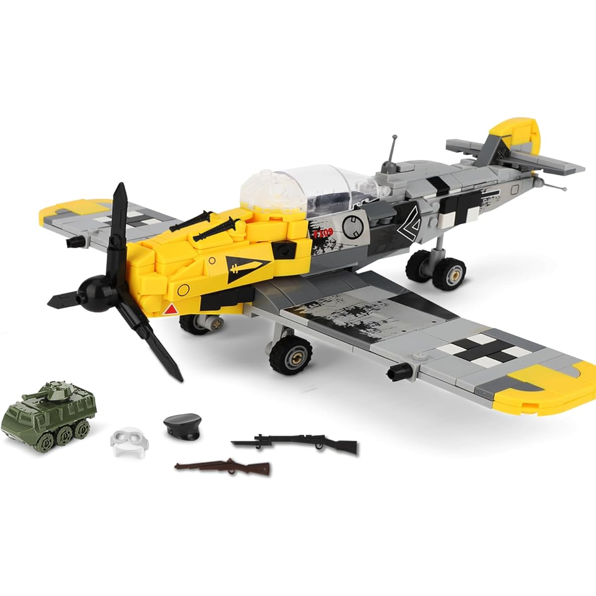 TOY PLAYER BF-109 Fighter Jet Fighter Jet Fighter Jet Set - LEG0 7 Year Old Boy Military Airplane Model Gift for 6 Year Old 7 Year Old 8 Year Old 9 10 11 12 Year Old Boy WW2 Military Set Collectors & Enthusiasts
