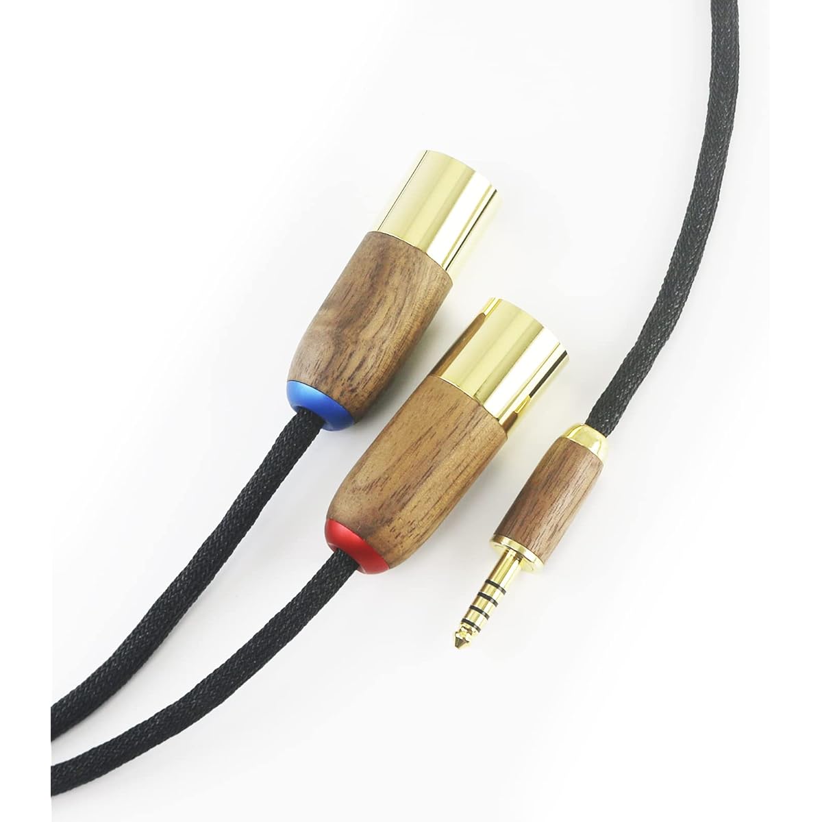 NewFantasia 4.4mm Balanced Male to 2XLR Male Dual XLR Male Audio Adapter Cable 4.4mm to 2XLR Balanced Cable 6N OCC Copper Silver Plated Cord Walnut Wood Shell 1.5m/4.9ft/59in