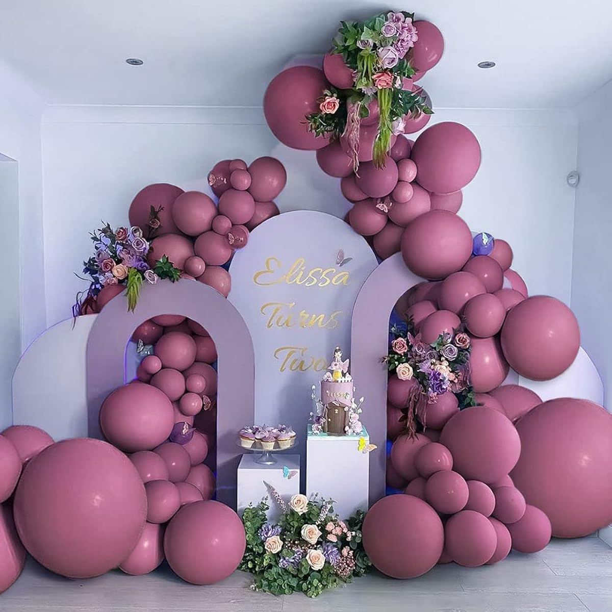 Dusty Rose Pink Balloons Double Plush Mauve Pink Balloon Garland Retro Pink Latex Balloons Different Sizes Plum Balloon Arch Kit for Baby Shower Wedding Birthday Party Decoration