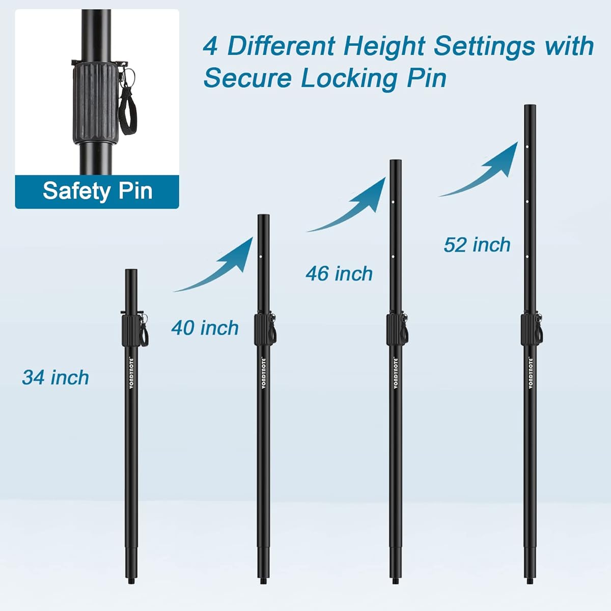 Vondynote Multi Speaker Pole for Subwoofer with Height Adjustment Compatible with M20 Thread Mount and 35mm Mount