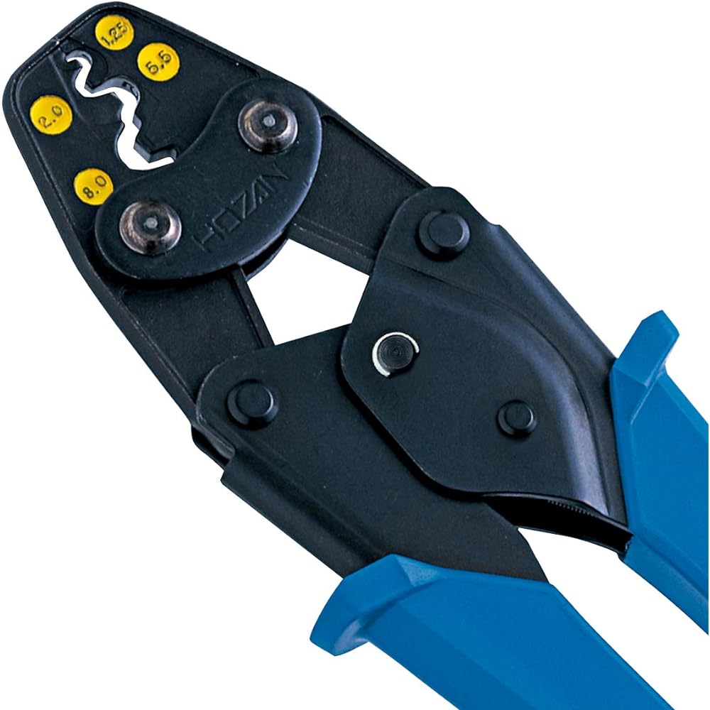 HOZAN Crimping Tool (For Bare Crimp Terminals and Bare Crimp Sleeves (B/P)) Crimping Pliers Applicable Sizes 1.25/2/5.5/8 P-75