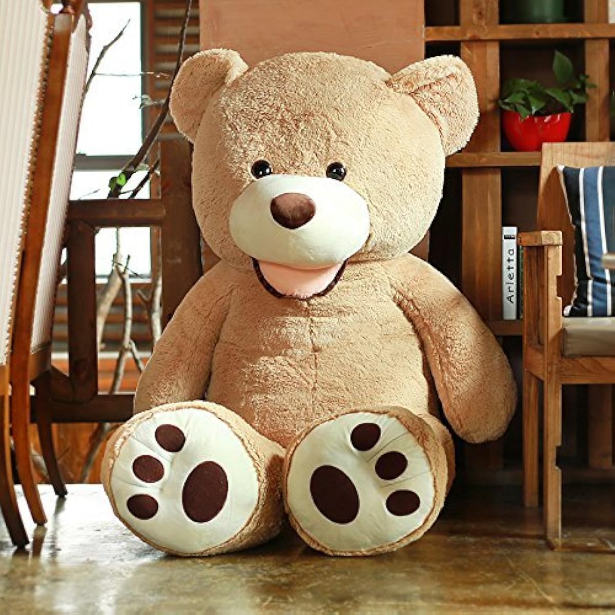 AMIRA TOYS Large stuffed animal, bear, teddy bear, extra large animal, giant stuffed animal, bear, big size, huggable pillow, celebration, fluffy, present, interior decoration (brown, 160cm)