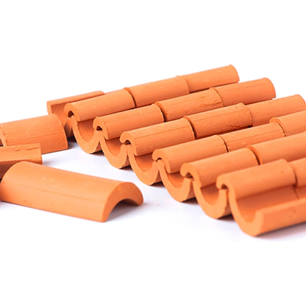Vaguelly 80 Pieces Mini Bricks Roof Tiles 1:16 Small Red Bricks Miniature Model Cement Brick Set for Stone Dollhouse/Railroad/Landscaping Building Set 17 x 16 x 2mm