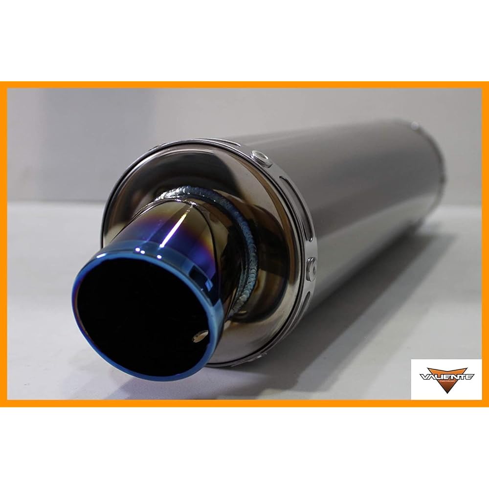 Valiente (Valiente) 100Φ×350mm Insertion diameter for 50.8Φ General-purpose silencer Bike muffler Titanium solid Slip-on muffler Blue color V-301-ts11