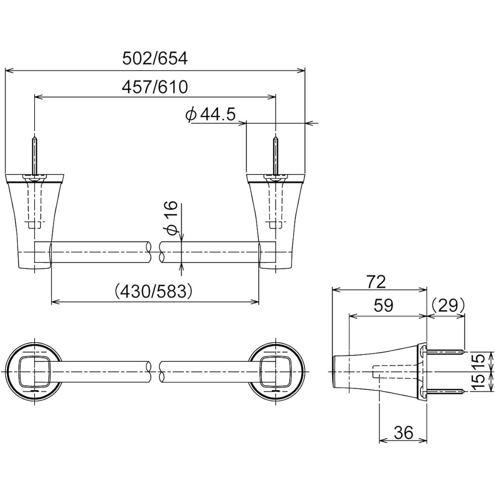 Reliance Towel Rack Towel Bar Accessories Washroom Toilet Supplies 457mm Pale Gold S3219 series S3219-457PG Body: Depth 7.2cm Body: Height 4.45cm Body: Width 50.2cm