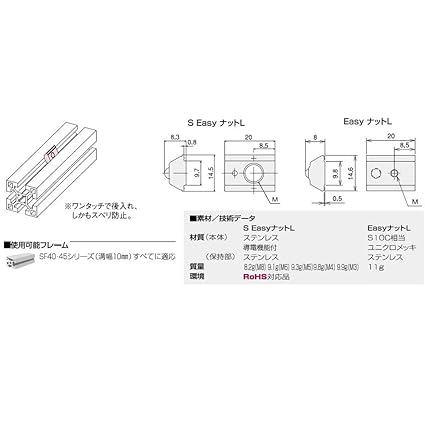 SUS (SUS) S Easy Nut L (M8) SFN-EL8 50 pieces