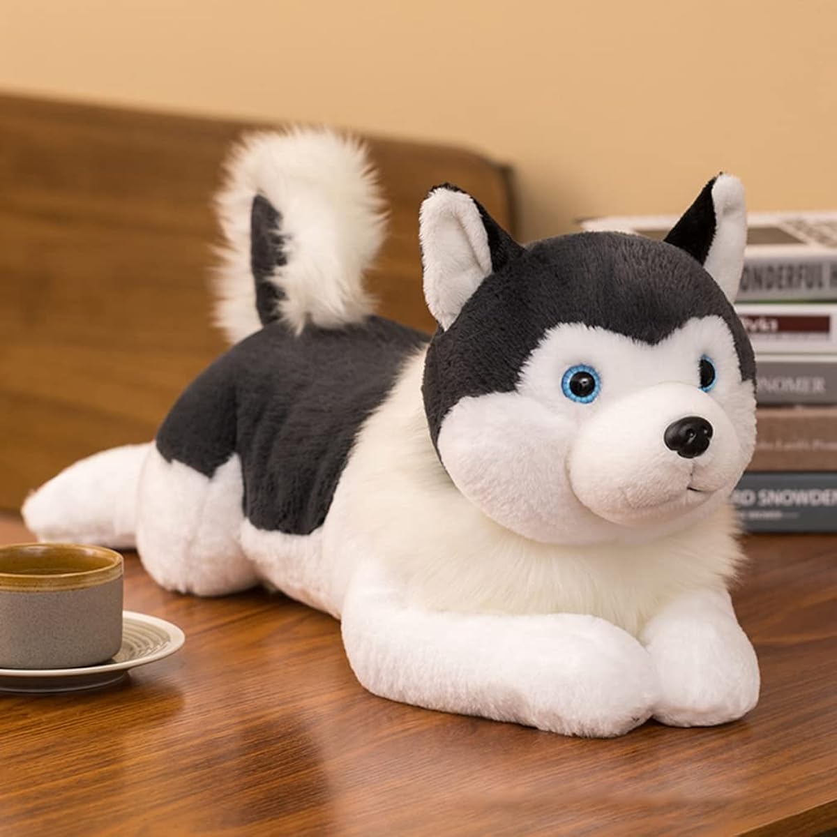 sky, Plush Toy, Body Pillow, Sewn Wrap, Real, Cute Animal, Cushion, Sleeping Pillow, Doll, Soft, Squishy, Fluffy, Sitting, Girl, Sleepy, Gift, Ornament, Store Decoration, Sofa Backrest, Interior, Toy, Multifunctional, Cute, Black, Husky, 70cm, Ornament