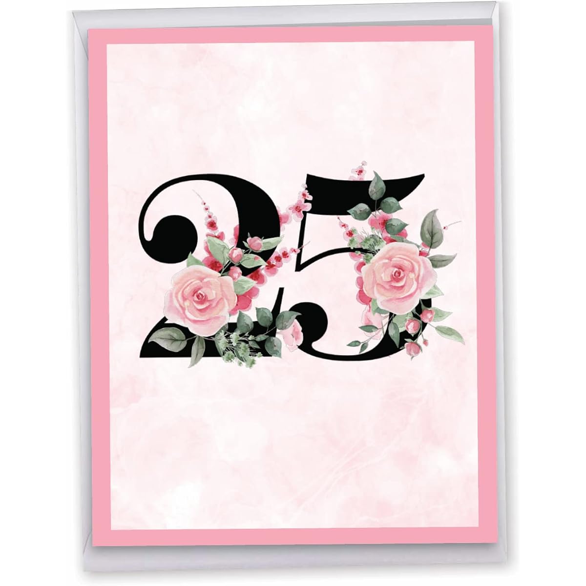 NobleWorks Extra Large 25th Anniversary Greeting Cards from USA 8.5 x 11 Inch with Envelopes (1 Pack) Large Jumbo Floral Works 25 J10490MAG-WA-US