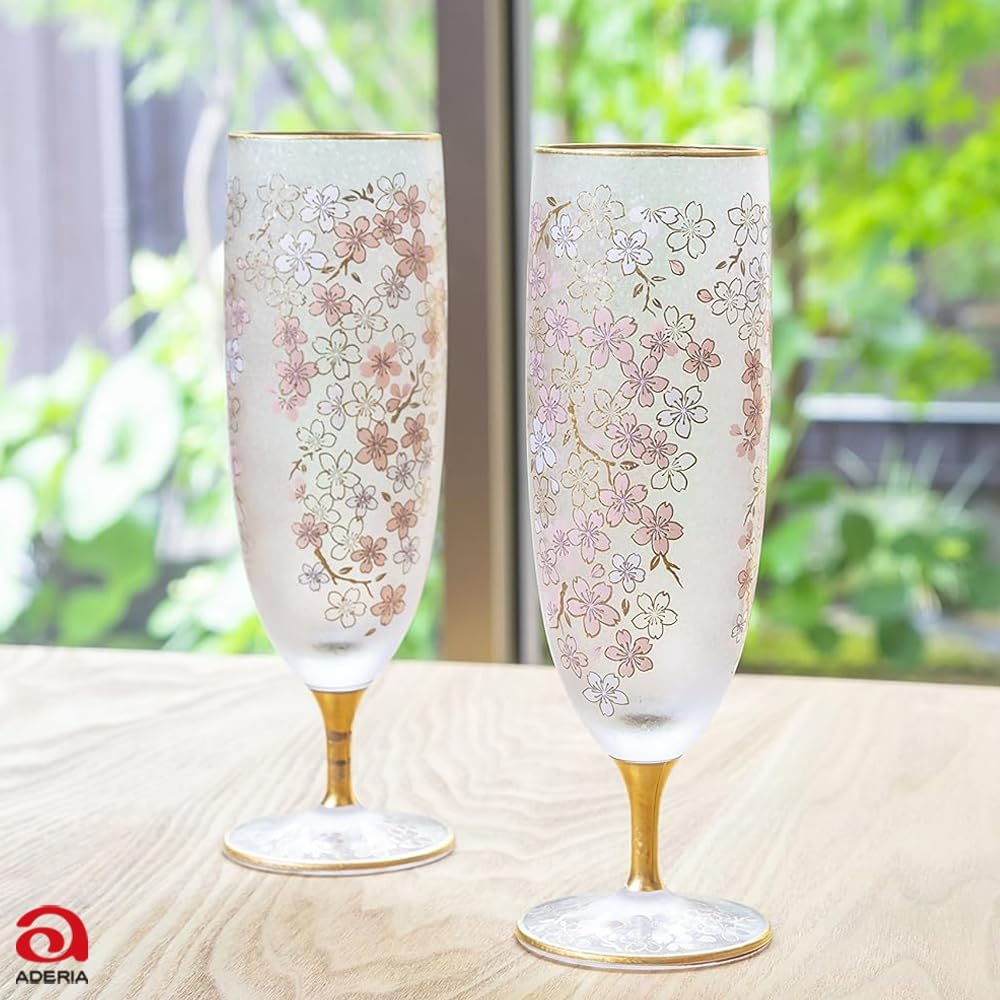 Adelia Beer Glass Pair Set El Dorado Cherry Blossom 360ml [SAKURA/Beer Glass] Made in Japan Present in Cosmetic Box Birthday Gift Present S-6108