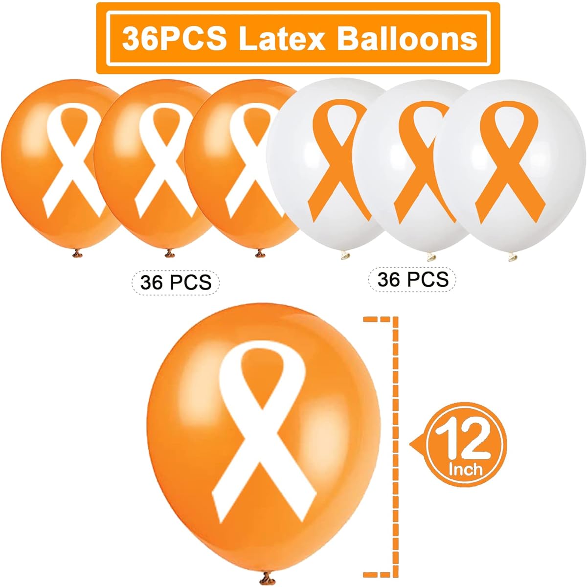 Leukemia Awareness Balloon Orange Ribbon Balloon Leukemia Awareness Support Group Fundraising Party Supplies Decoration