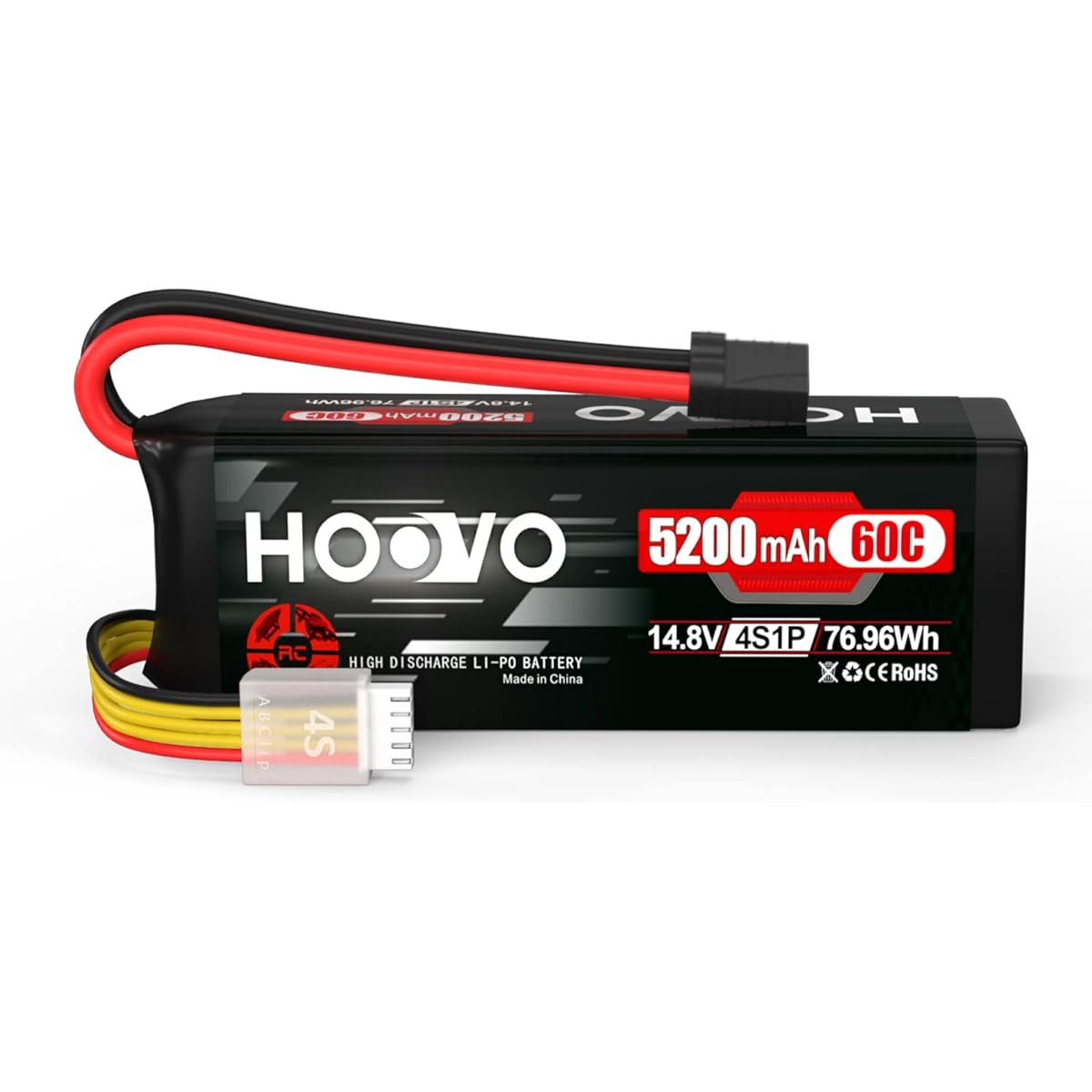 HOOVO 14.8V 5200mAh 60C 4S Lipo Battery with Connector for RC Helicopter RC Airplane Quadcopter Drone RC Boat