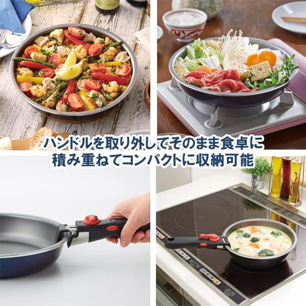 Great for those living alone Diamond coated frying pan and cooking utensils set of 10 with removable handles Orange