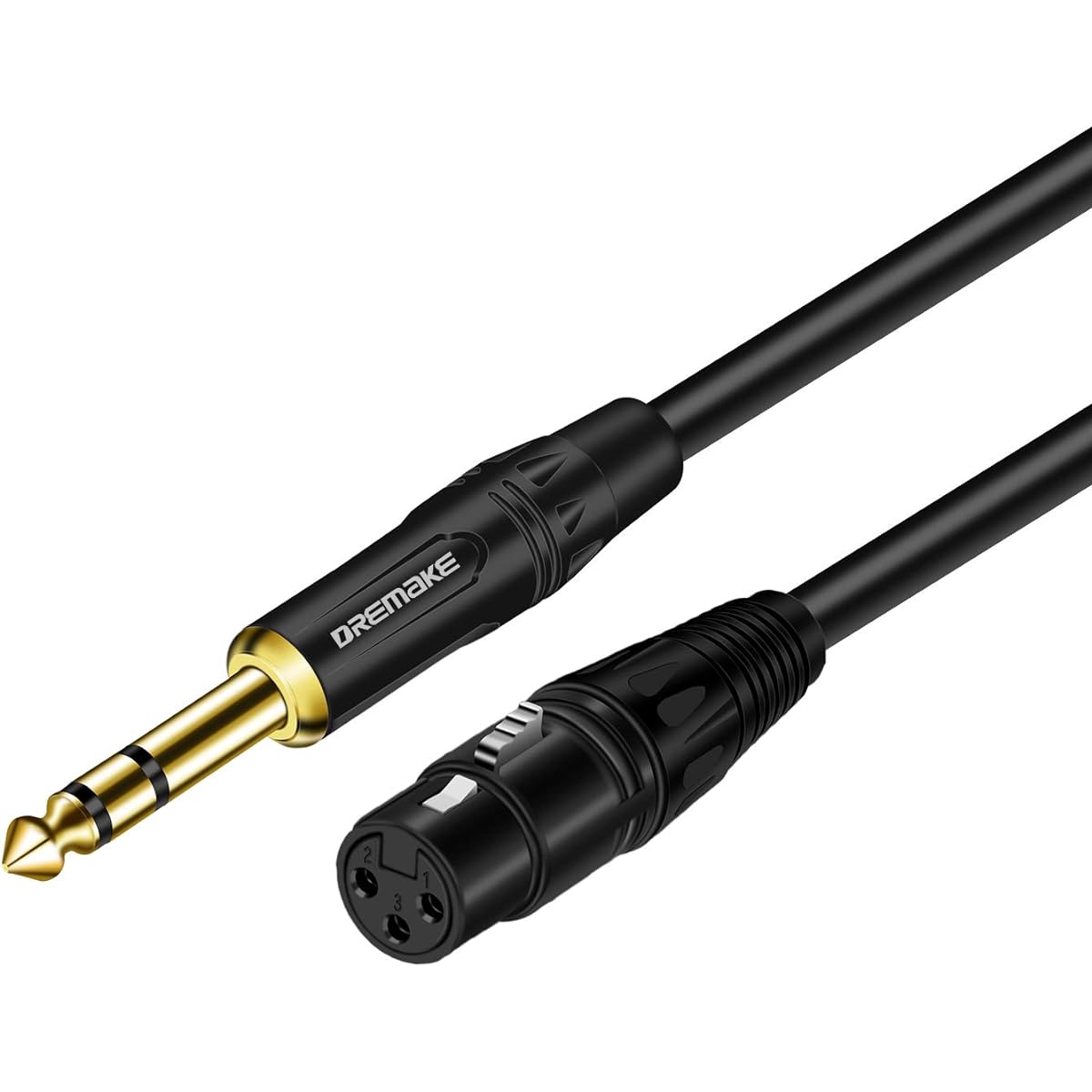 dremake 6.35 MM (1 / 4 Inch) Male to Male Unbalanced Guitar Cable 50FT Black MK-00003-Black-50FT