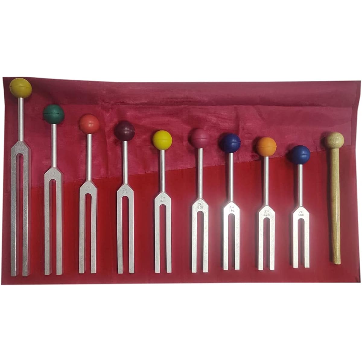 Radical Solfeggio Tuning Fork Set - Perfect for 9 Tuning Forks Chakra Color Rubber Balls and Wooden Hammer Mallets Sound Therapy (174Hz, 285Hz, 396Hz, 417Hz, 528Hz, 639Hz, etc.)