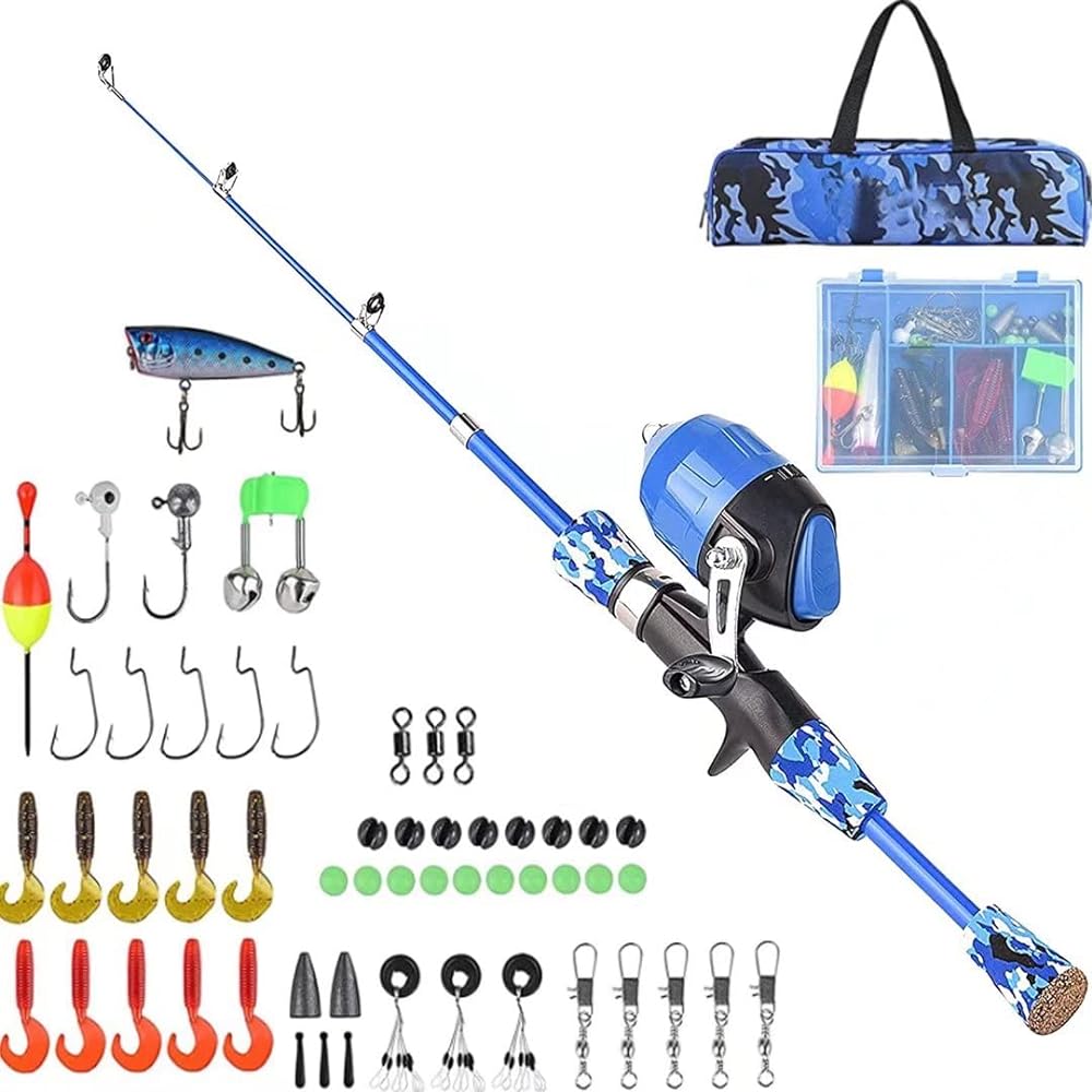 Fishing Set, Children's Fishing Set, Children's Fishing Rod, 1.2M Fishing Rod, Vanow Fishing Rod Set, Telescoping Fishhook, Bait, Float, Bag Included, Convenient Storage, Beginners
