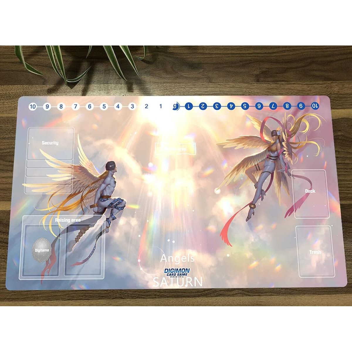 Digimon Anime Playmat Angewomon Angemon Trading Card Game Mat with Card Zone Free Bag