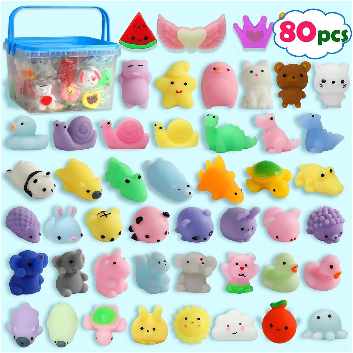 Squishy Toys 80 Pieces Squishy Squishies Party Favors Cute Squishies Stress Relief Squishy Toys for Boys Girls Classroom Giveaways Prime Christmas Stocking Birthday Gifts Squishy Toys for Kids 4-8 Years Old