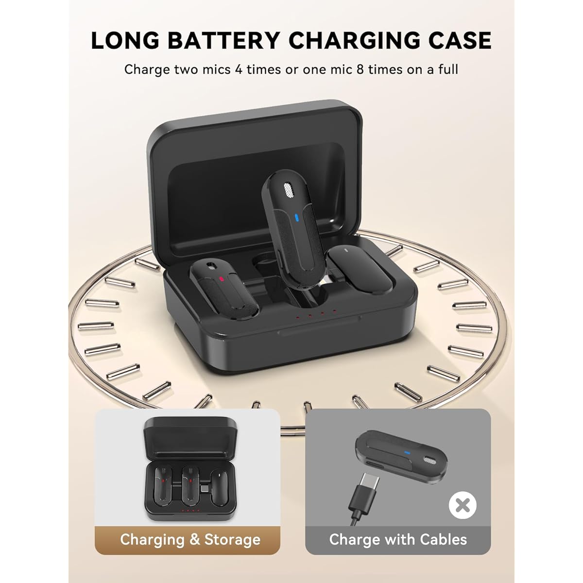 AutimHoo Wireless Lavalier Microphones for iPhone iPad Android - Double Mics Mini Microphone with Noise Cancellation and Mut