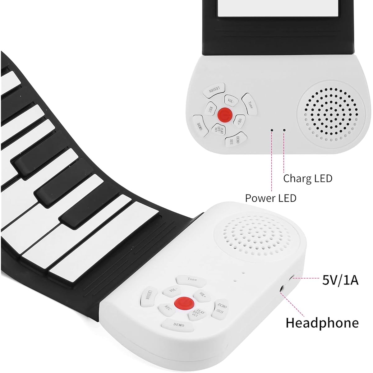 Hami Roll Up Piano Portable Electronic Piano for Beginners and Kids 49 Keys Flexible Kids Foldable Roll Up Educational Electronic Digital Music Piano Keyboard with Recording
