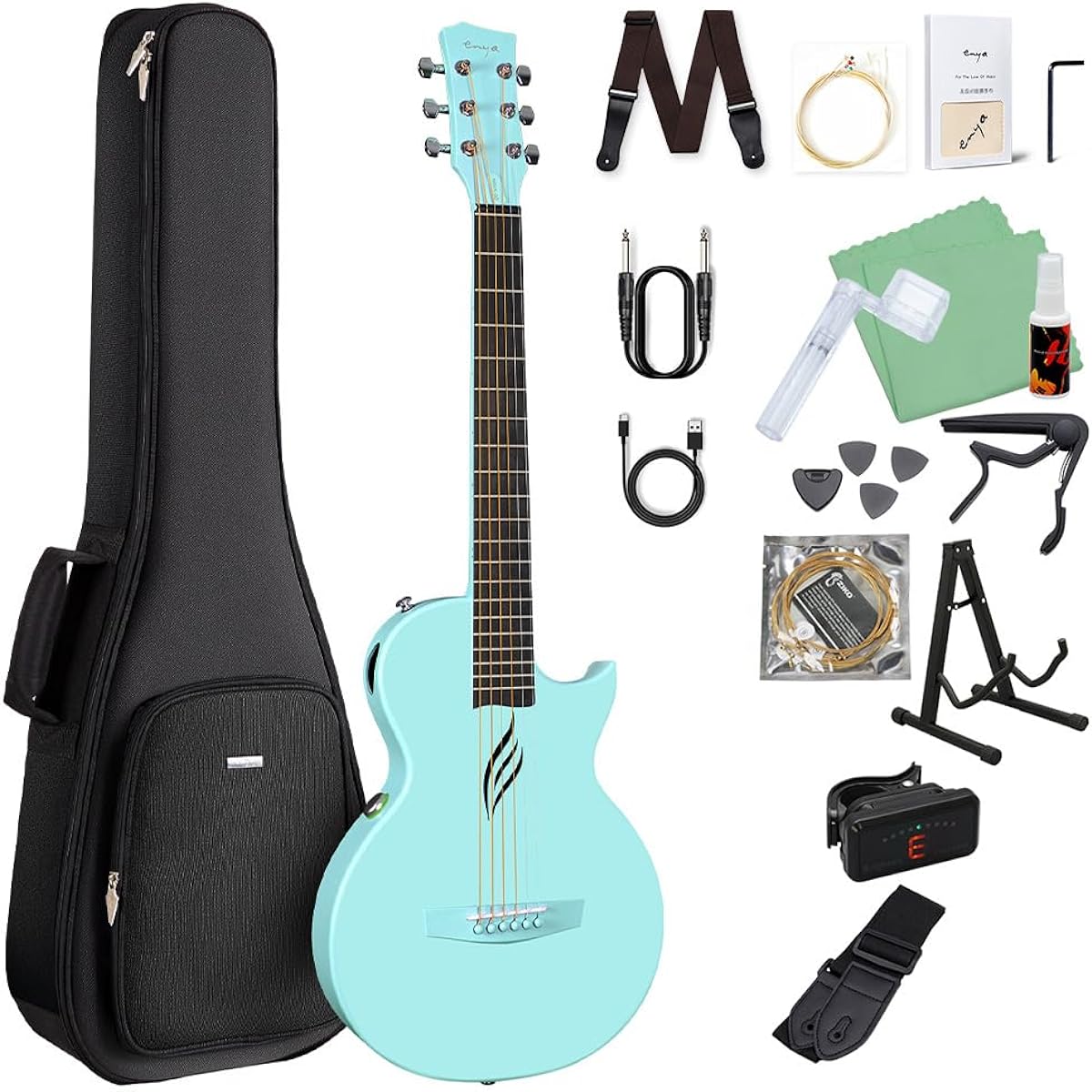 ENYA NOVA GO/SP1 Acoustic Guitar Beginner Set Blue Electric Acoustic Guitar Raw Sound Effect Lightweight Thin Body Carbon Fiber [Domestic Genuine Product] Enya