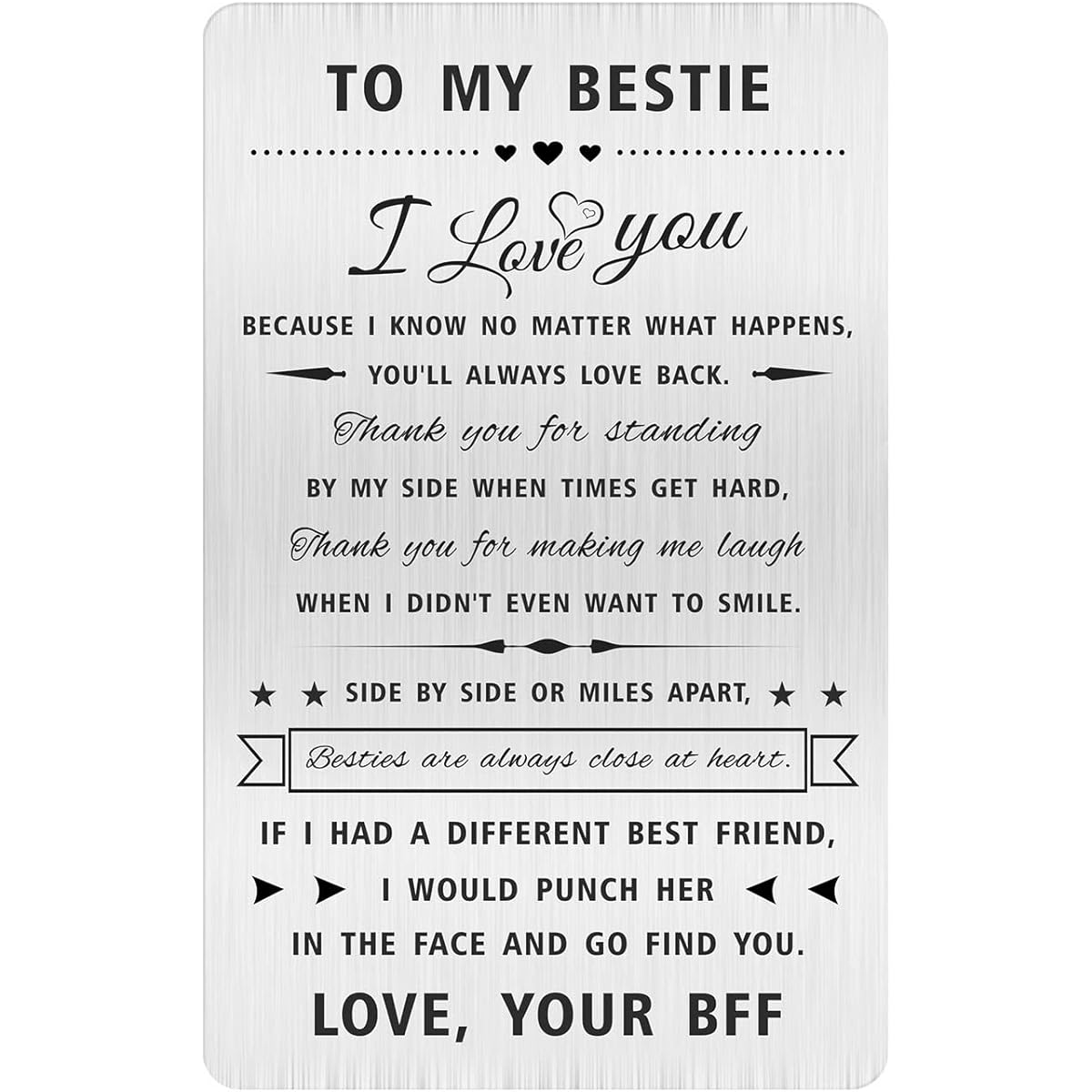 Alotozo To My Bestie Engraved Wallet Card